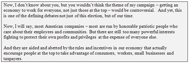 Clinton defines the election as clear cut economic choice  and those are the marching orders for a down-ballot wave